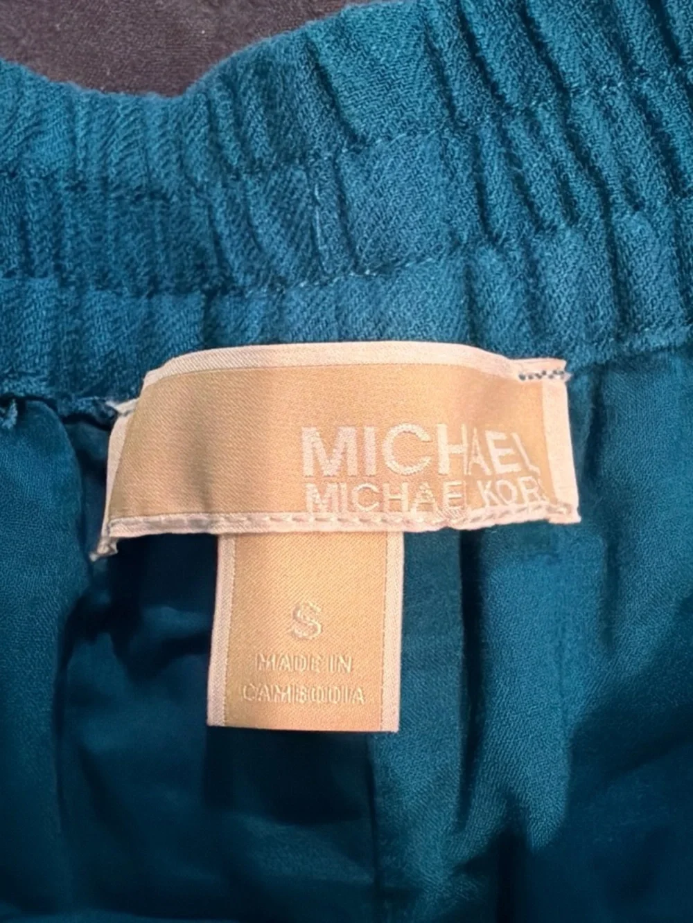 MICHAEL Michael Kors Teal Elastic High-Waist Shorts